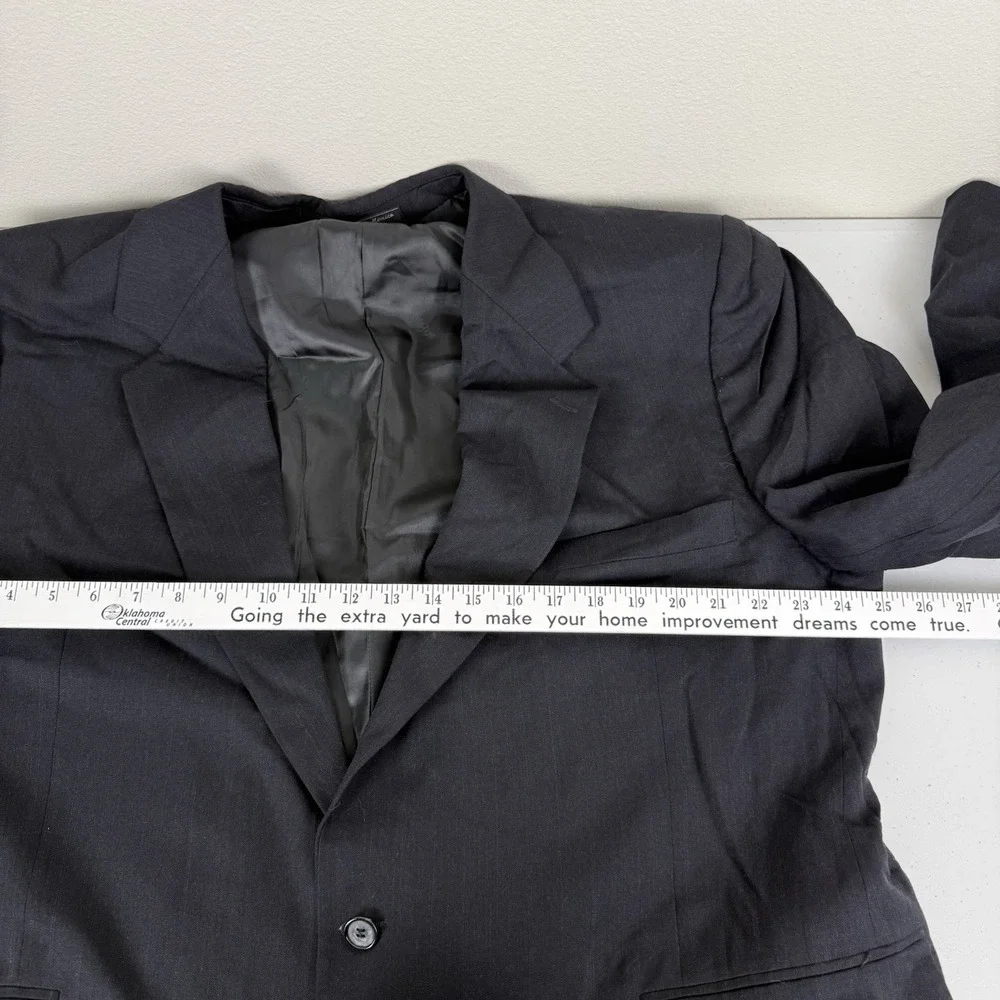 Hardy Amies Mens 50R Blazer Dark Gray Wool Two Button Sport Coat Single Breasted